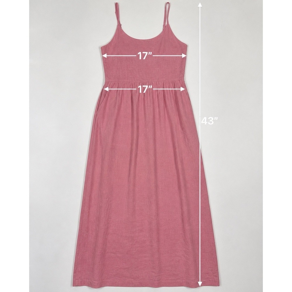 Quince 100% European Linen Scoopneck Midi Dress Mauve Mist Womens L Minimalist - Picture 9 of 9